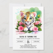 Whimsical Tiger Cub Jungle Geburtstag Einladung (Vorderseite)