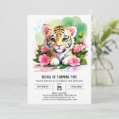 Whimsical Tiger Cub Jungle Geburtstag Einladung (Stehend Vorderseite)