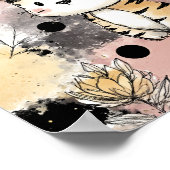 Whimsical Tiger Floral Wasserfarben-Kunst Poster (Ecke)