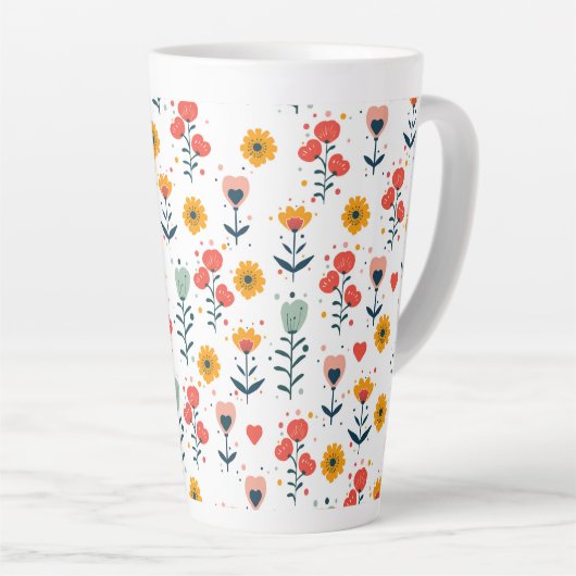 Whimsical Tiny Floral Pattern Tote Bag Milchtasse (Rechte Ecke)