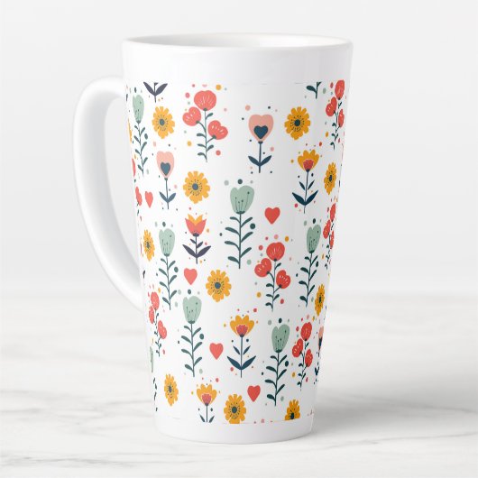 Whimsical Tiny Floral Pattern Tote Bag Milchtasse (Linke Ecke)