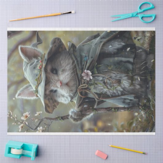 Whimsical Tiny Mouse verzauberter Wald Dekoupage Seidenpapier (Basteln)