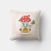 Whimsical Toadstool Gnome Hütte Holzgewebe Kissen (Vorderseite)