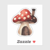 Whimsical Toadstool Mushroom House Illustration Aufkleber (Blatt)