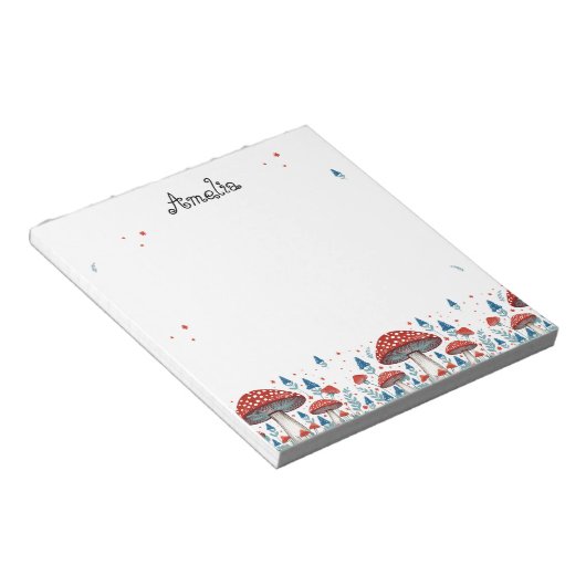 Whimsical Toadstool Personalisiert Notizblock (angewinkelt)