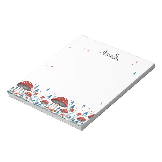 Whimsical Toadstool Personalisiert Notizblock (Rotiert)