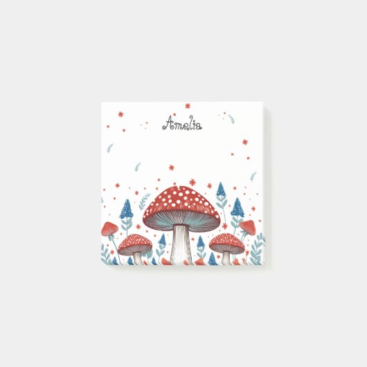 Whimsical Toadstool Personalisiert Post-it Klebezettel (Vorderseite)
