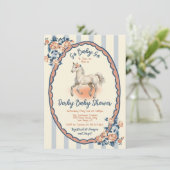 Whimsical Toile Derby Baby Dusche Einladung (Stehend Vorderseite)