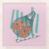 Whimsical Tomatos Italy Bauernmarkt Glasuntersetzer (Vorderseite)