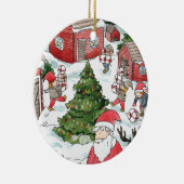 Whimsical Tomten Christmas Gnome Watercolor Keramik Ornament (Rechts)