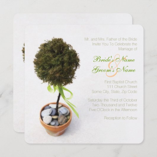 Whimsical Topiary Tree Wedding Einladung (Vorne/Hinten)