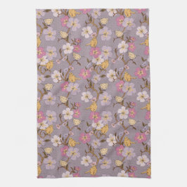 Whimsical Trailing Florals and Birds - Lavendel Geschirrtuch