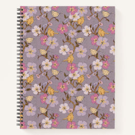 Whimsical Trailing Florals and Birds - Lavendel Notizblock