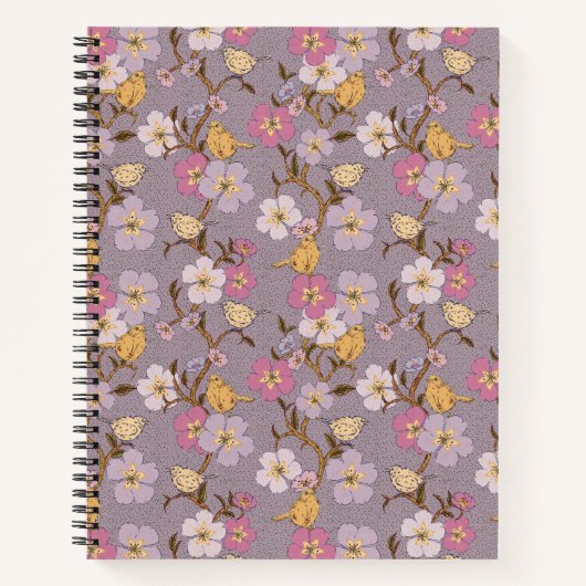 Whimsical Trailing Florals and Birds - Lavendel Notizblock (Vorderseite)