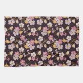 Whimsical Trailing Florals und Birnen - Schwarz/Ro Geschirrtuch (Horizontal)