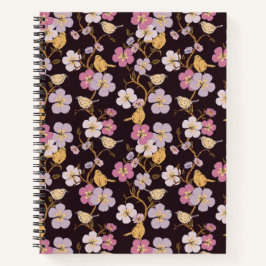 Whimsical Trailing Florals und Birnen - Schwarz/Ro Notizblock