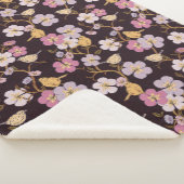 Whimsical Trailing Florals und Birnen - Schwarz/Ro Sherpadecke (3/4)