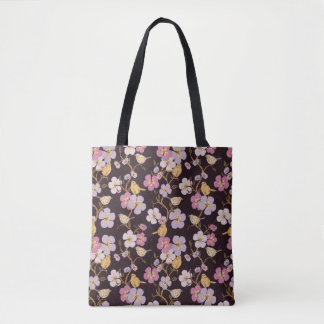 Whimsical Trailing Florals und Birnen - Schwarz/Ro Tasche