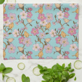 Whimsical Trailing Florals und Birnen - Türkis Geschirrtuch (Gefaltet)