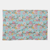 Whimsical Trailing Florals und Birnen - Türkis Geschirrtuch (Horizontal)