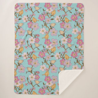Whimsical Trailing Florals und Birnen - Türkis Sherpadecke