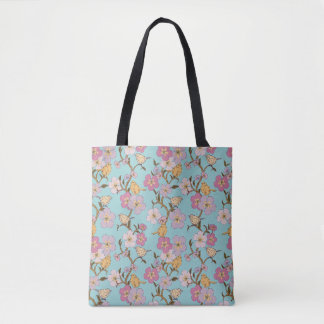 Whimsical Trailing Florals und Birnen - Türkis Tasche