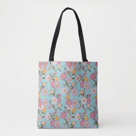 Whimsical Trailing Florals und Birnen - Türkis Tasche (Vorderseite)