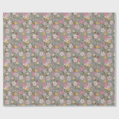 Whimsical Trailing Florals und Vögel - Alter Grün Geschenkpapier (Flach)