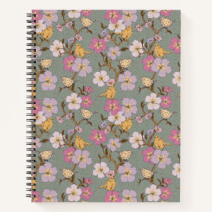 Whimsical Trailing Florals und Vögel - Alter Grün Notizblock