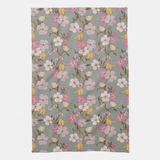 Whimsical Trailing Florals und Vögel Küchentücher (Vertikal)
