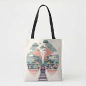 Whimsical Train Journey: Landschaft im Retro-Stil Tasche (Vorderseite)