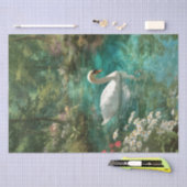 Whimsical Tranquil Swan on Forest Stream Seidenpapier (Handwerk)