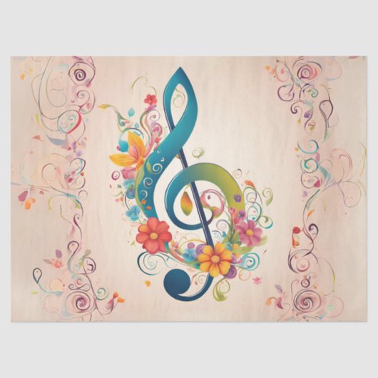 Whimsical Treble Clef Decoupage Seidenpapier (Vorderseite)