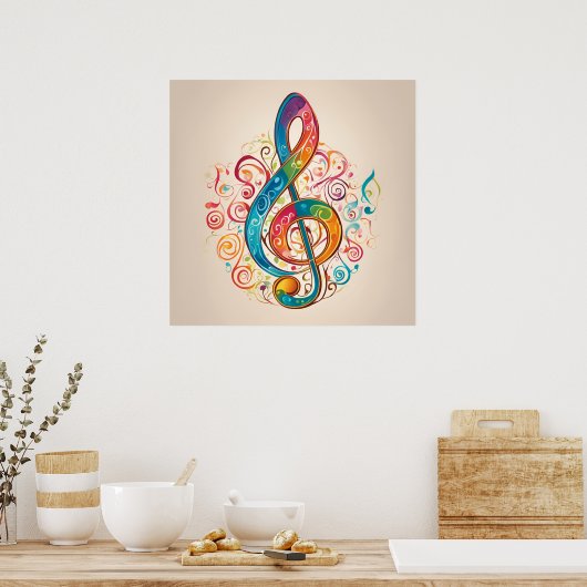 Whimsical Treble Clef Poster (Küche)