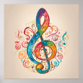 Whimsical Treble Clef Poster (Vorne)