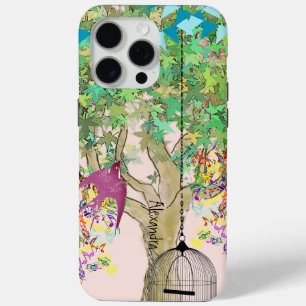 Whimsical Tree Birdcage Bright Color Musical Notes iPhone 15 Pro Max Hülle