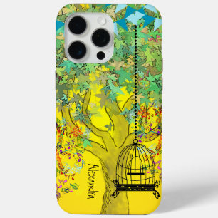Whimsical Tree Birdcage Bright Color Musical Notes iPhone 15 Pro Max Hülle