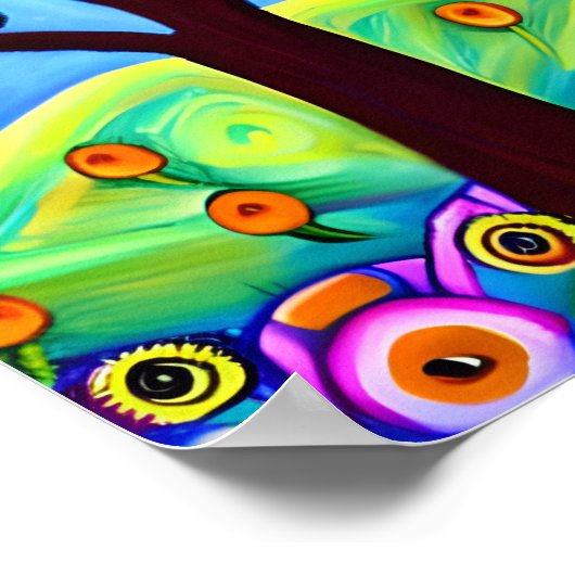 Whimsical Tree Folk Art Poster (Ecke)