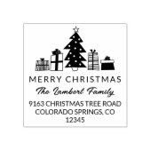 Whimsical Tree Frohe Weihnachtsfeier Rücksendeadre Gummistempel (Prägung)