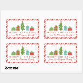 Whimsical Tree & Geschenke Frohe Weihnachten von Rechteckiger Aufkleber (Blatt)