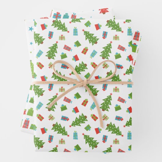 Whimsical Tree & Geschenke Weihnachtsmuster Geschenkpapier Set (Beispiel)