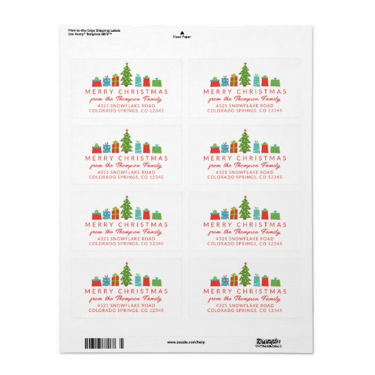 Whimsical Tree & Gifts Frohe Weihnachten (Vorne)