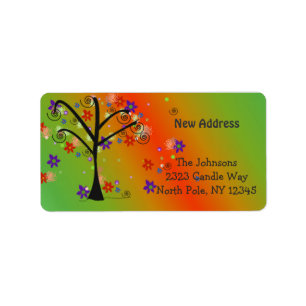 Whimsical Tree Neue Adresse Adressaufkleber