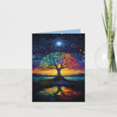Whimsical Tree of Life Abstrakt Blue Rainbow Dankeskarte (Vorderseite)