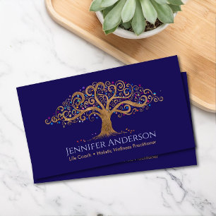 Whimsical Tree of Life Coach Holistische Wellness Visitenkarte