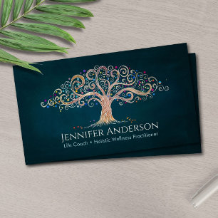 Whimsical Tree of Life Coach Holistische Wellness Visitenkarte