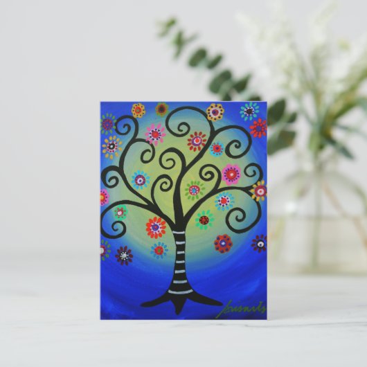 Whimsical Tree of Life Painting Postkarte (Stehend Vorderseite)