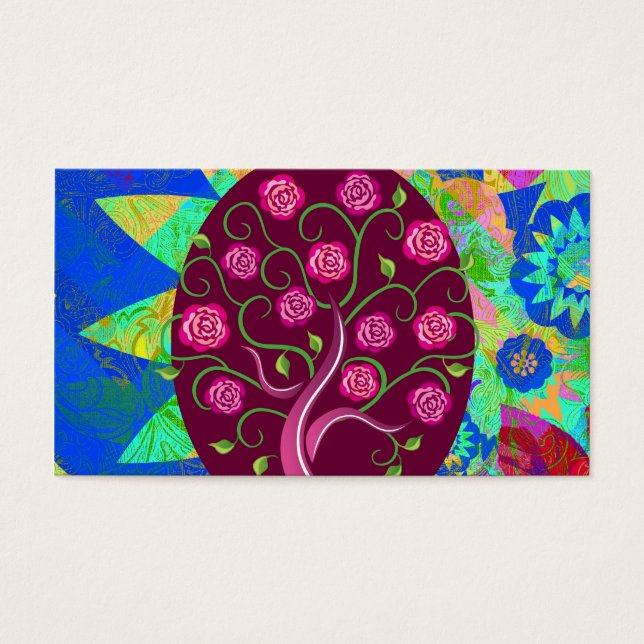 Whimsical Tree of Life Rose farbenfroh Abstrakt (Vorderseite)