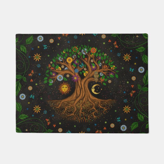 Whimsical Tree of Life - Yggdrasil Fußmatte (Vorderseite)