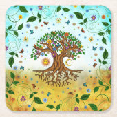 Whimsical Tree of Life - Yggdrasil Rechteckiger Pappuntersetzer (Vorderseite)